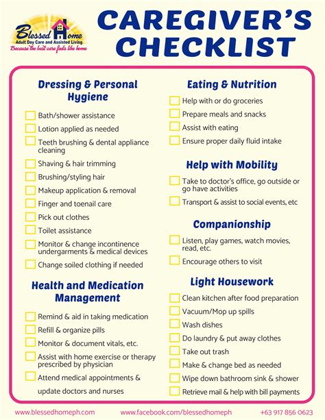 Caregiver Checklist - Blessed Home