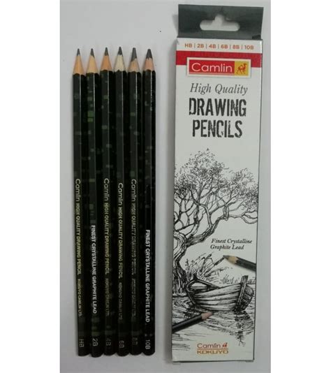 Camlin High Quality Drawing Pencils Set of HB 2B 3B 4B 6B 8B 6 Units