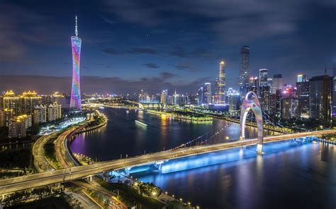 Download Light China Night City Man Made Guangzhou Image