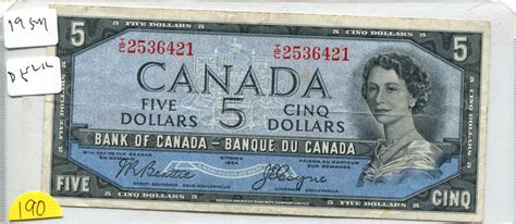 1954 BANK OF CANADA 5 DOLLAR BILL - Schmalz Auctions