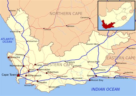 ملف:Map of the Western Cape with towns and roads.svg - المعرفة