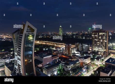 Kenya capital city Nairobi downtown in night colours and lights. (CTK ...