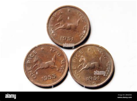 Indian Old vintage coins. Old Indian One Pice Coin of 1951 and 1953 ...