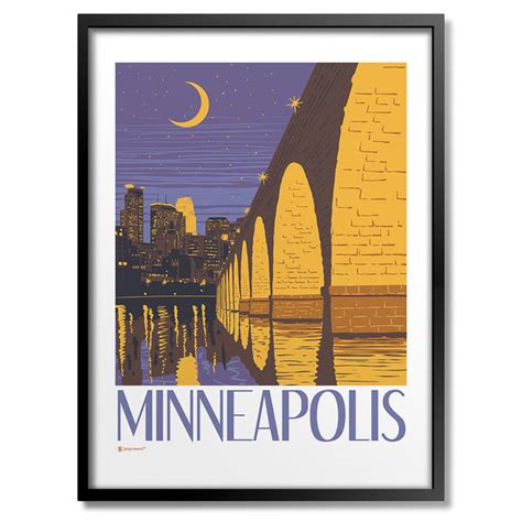 Minneapolis Stone Arch Bridge Night Print | Bozz Prints