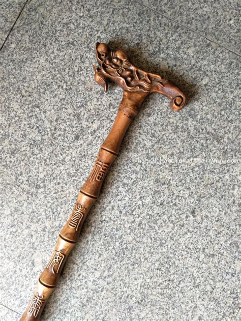 Rare Old Chinese old wood cane \walking stick,Dragon&Bamboo,exquisite ...