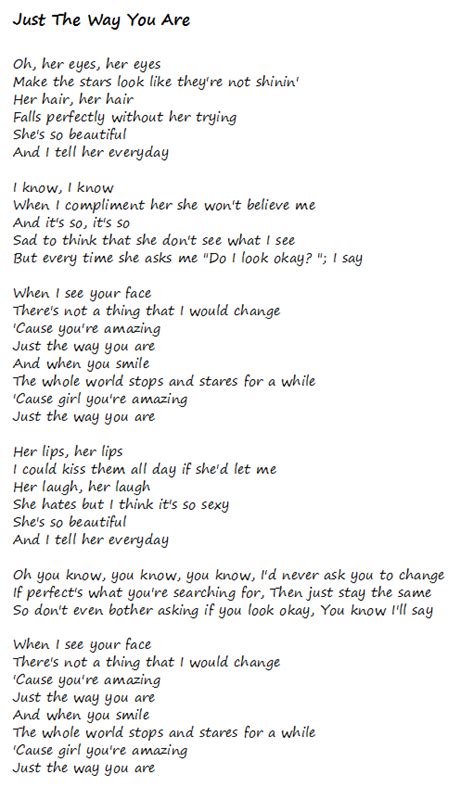 Just the Way You Are - Music Videos with Lyrics