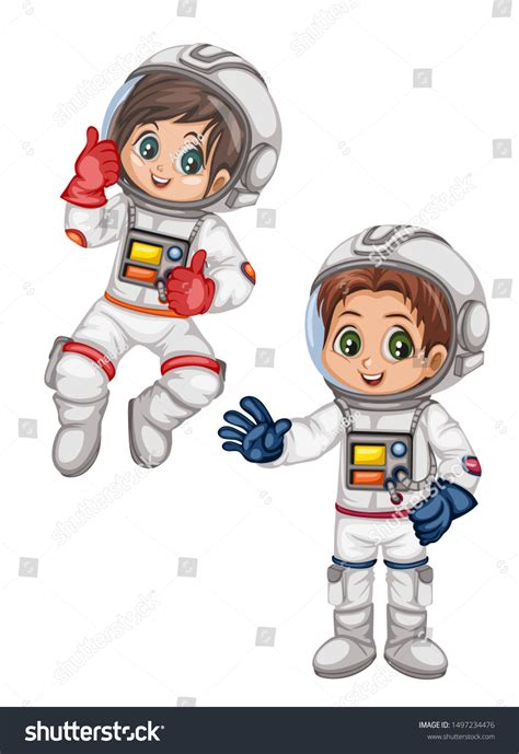 Astronaut Cartoon Characters Outer Space Suit: vector de stock (libre ...