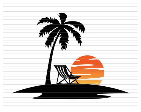 PALM TREE Sunset SVG, Palm Tree Svg, Beach Chair Svg, Palm Tree Sunset, Palm Tree Clipart, Palm ...