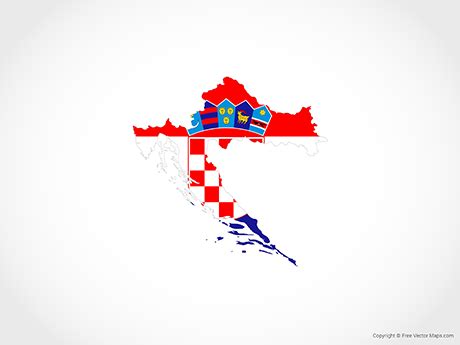 Printable Vector Map of Croatia - Flag | Free Vector Maps