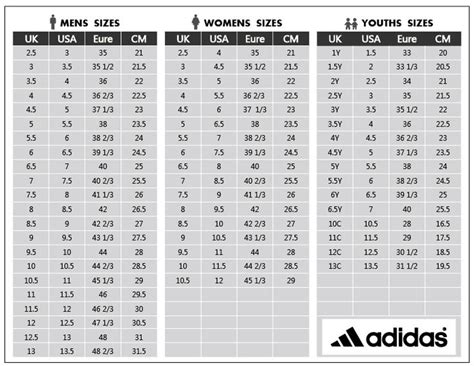 Adidas Size Chart Cm