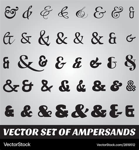 Set ampersands from different fonts Royalty Free Vector