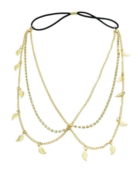 Gold Crystal Leaves Chain Hair Accessories -SheIn(Sheinside)