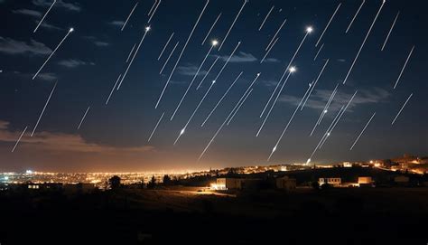 Premium AI Image | Israel's iron dome system intercepts rockets on a ...