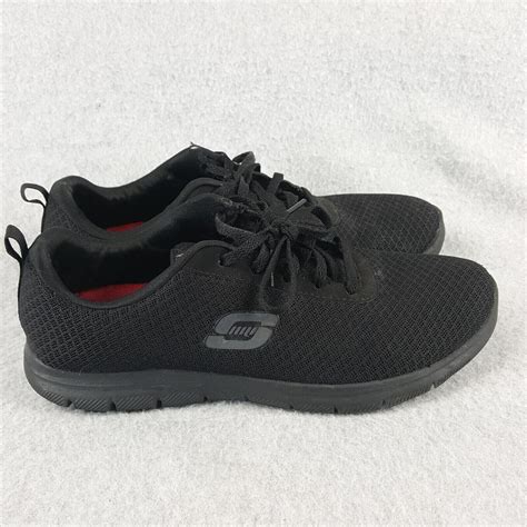 Skechers Womens Work Shoes Size 6.5 Black Slip... - Depop