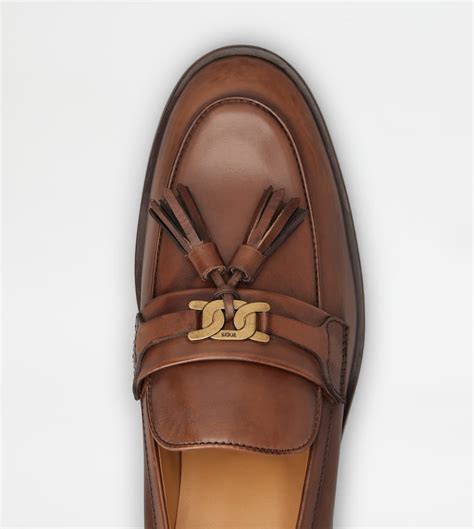 Woman BROWN Loafers in Leather with Tassels XXW28K0HC30NF542S607 | Tods