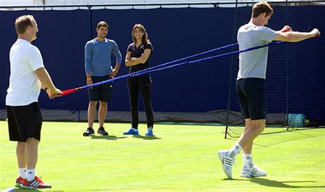 Andy Murray practices for the first time with Amelie Mauresmo at Queen ...