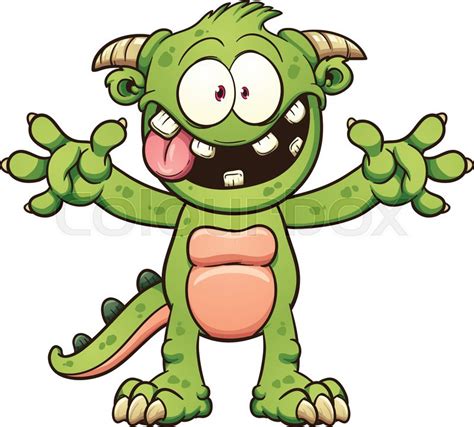 Green cartoon monster. Vector clip art ... | Stock vector | Colourbox