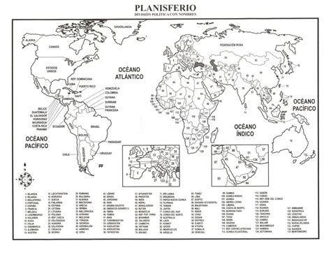 Mapamundi Político con nombres para descargar e imprimir | Mapamundi con nombres, Planisferios