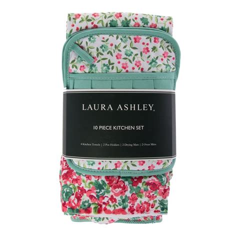 Laura Ashley Kitchen Towels Oven Mitts Pot Holders Drying Mats Cotton ...