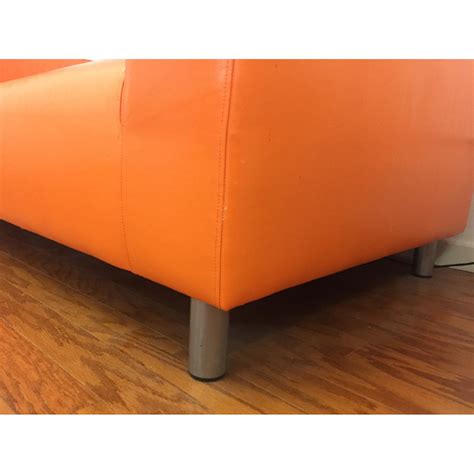 Ikea Klippan Orange Faux Leather Sofa - AptDeco