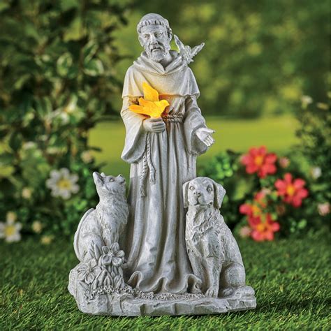 Solar Powered St. Francis, Patron Saint of Animals, Garden Statue | Collections Etc.