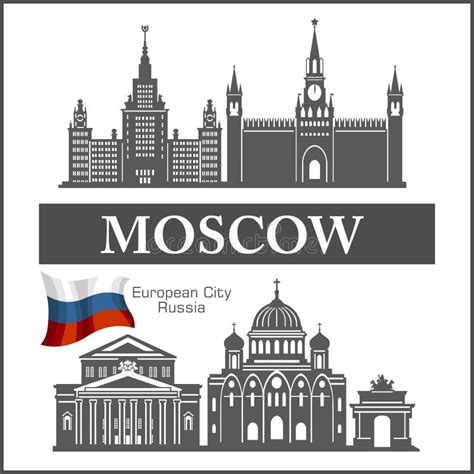 Moscow City Skyline Black And White Silhouette. Vector Illustration ...