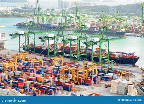 Amazing View of a Container Terminal, the Port of Singapore Stock Image - Image of ...