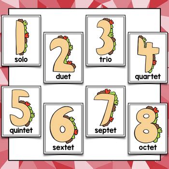 Music Ensemble Posters - Numbers {Taco Themed} by Music with Sara Bibee