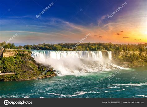 Canadian Side View Niagara Falls American Falls Sunset Niagara Falls Stock Photo by ©bloodua ...