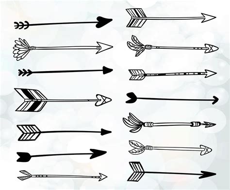 Arrows svg files for cutting - hand drawn boho arrows - decorative arrow collection svg file ...