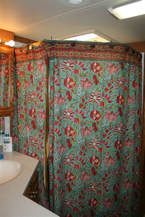 RV Shower | Travel trailer living, Rv curtains, Trailer living