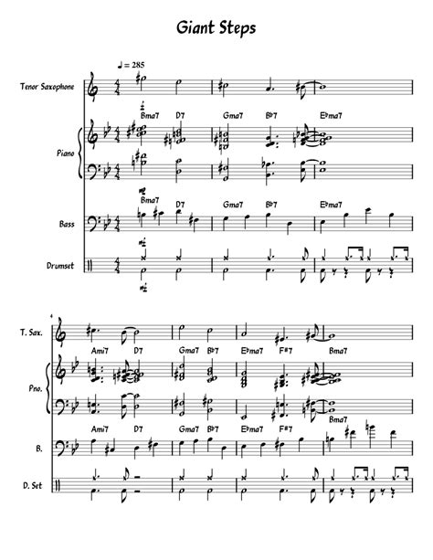 Giant Steps Sheet music for Piano, Drum Group, Saxophone (Tenor), Contrabass (Mixed Quartet ...