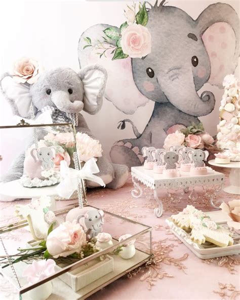 Pink And Gray Elephant Baby Shower - Baby Shower Ideas - Themes - Games