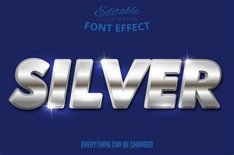 Metallic Silver Text Effect, Shiny Silver Alphabet Style