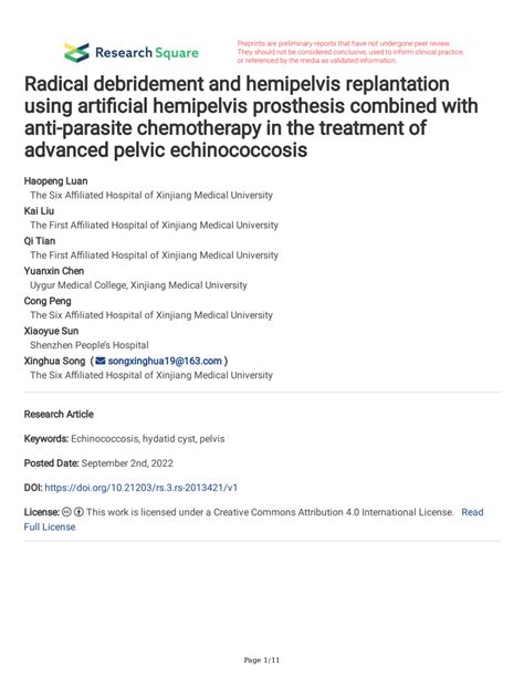 (PDF) Radical debridement and hemipelvis replantation using artificial hemipelvis prosthesis ...