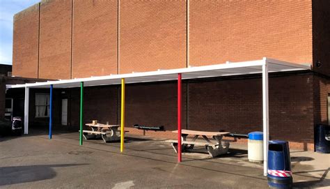 The Cedars Upper School, Wall Mounted Canopy - Able Canopies Ltd