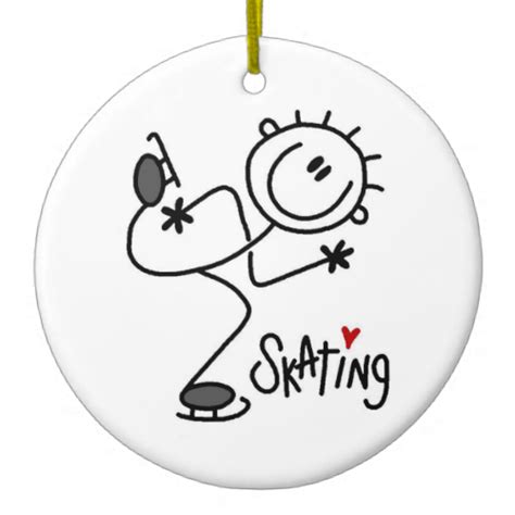 Simple Stick Figure Ice Skating T-shirts and Gifts Ceramic Ornament | Zazzle | Stick figures ...