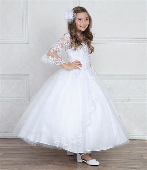 Buy White First Communion Dresses with Long Sleeves | First Communion ...