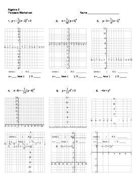 quadratic equations in vertex form worksheet