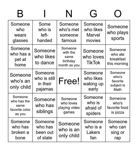 Human Bingo Card