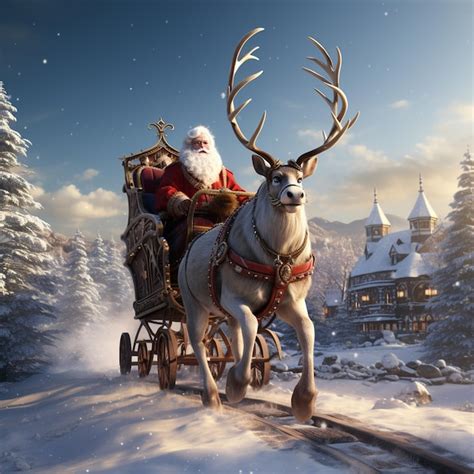 Premium AI Image | Santa Claus Rudolph the RedNosed Reindeer sleigh ...