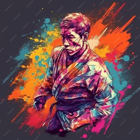 Premium AI Image | Graffitistyle Jiu Jitsu Fighter