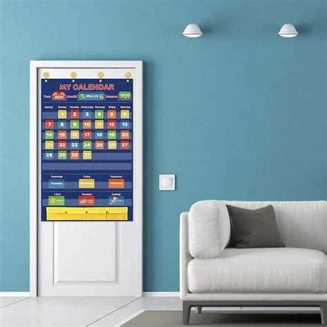 Classroom Calendar Pocket Chart, School Calendar for Kids Learning for Home, Homeschool ...