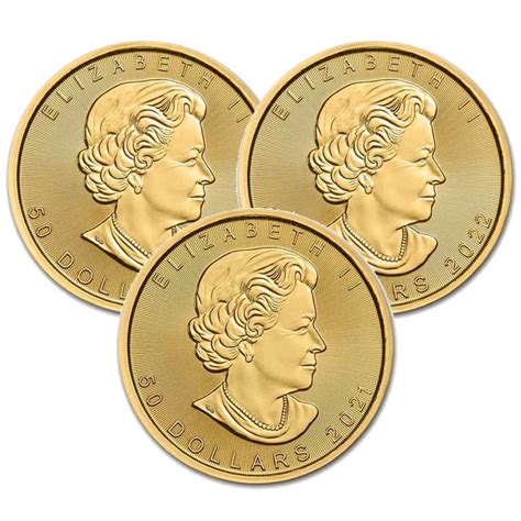 3 Coins Combo - Gold Maple Leaf Coins 1 X 2021 + 2 X 2022 - Bullion Mart