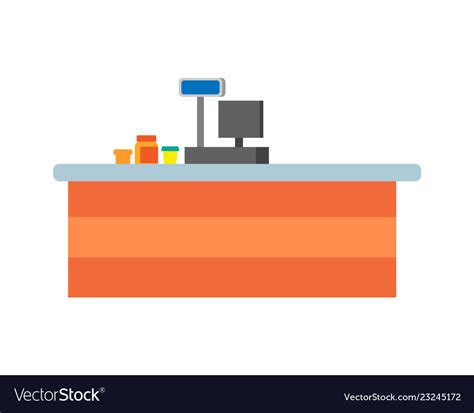 Empty seller counter and desktop cashier Vector Image