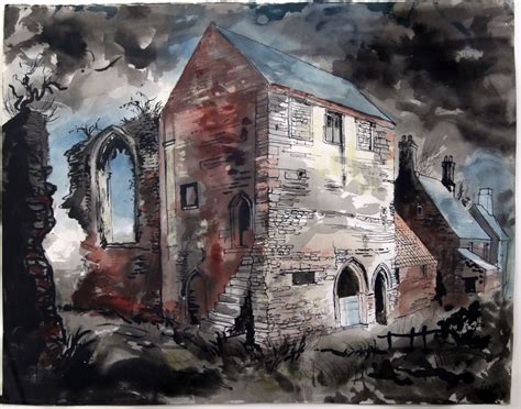 § John Piper (1903-1992)ink and watercolour,Beauvale Priory, 1983 ...