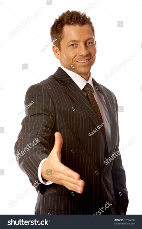 Handsome Businessman Welcome Hand Gesture Stock Photo 12086800 | Shutterstock