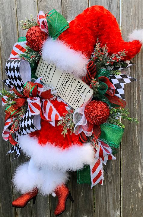 Merry Christmas Wreath, Mrs. Claus Wreath, Christmas Wreath, Santa Baby Wreath, Traditional ...