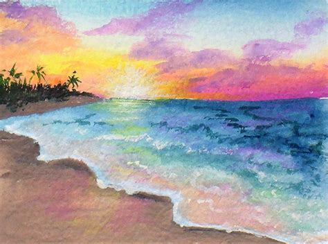 Beach Sunset Watercolor at PaintingValley.com | Explore collection of Beach Sunset Watercolor