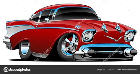 Classic Hot Rod Muscle Car Low Profile Big Tires Rims Stock Vector ...